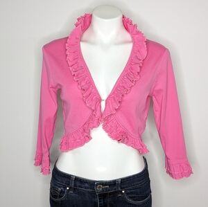 Lilly Pulitzer pink ruffle cropped shrug jacket M